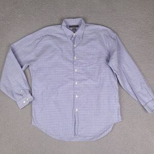 Le Collezioni Structure Shirt Mens Large Blue Button Down Plaid‎ Vintage Cotton